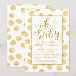Oh, Baby! Gold Polka Dots Kinderdusche Einladung