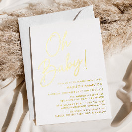 Oh Baby Gold Script Baby Dusche Folieneinladung