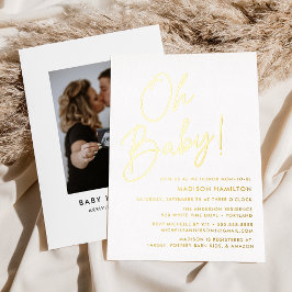 Oh Baby Gold Script Foto Baby Dusche Folieneinladung