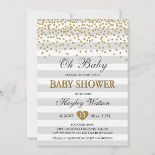 Oh Baby Grau und Gold Neutrale Baby Shower Sprinkl Einladung