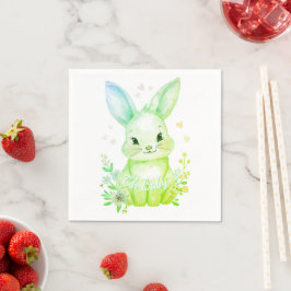 Oh Baby, Green Bunny Pastel Shower Party Serviette