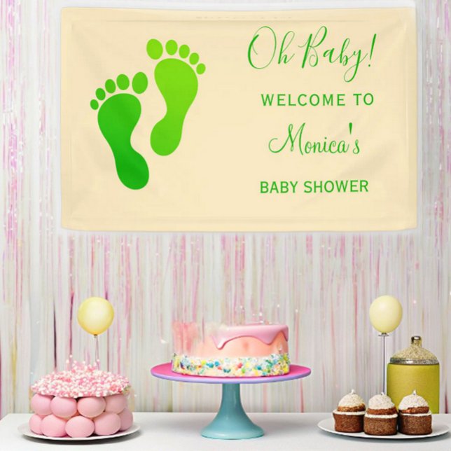 Oh Baby Green Welcome Baby Dusche Banner (Von Creator hochgeladen)