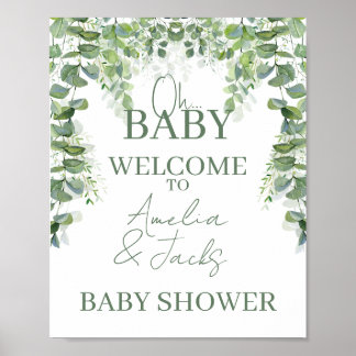 Oh Baby Greenery Baby Dusche Begrüßungszeichen Poster