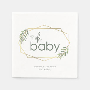Oh Baby Greenery und Gold Baby Dusche Serviette