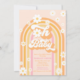 Oh Baby Groovy Boho Daisy Rainbow Baby Shower Einladung