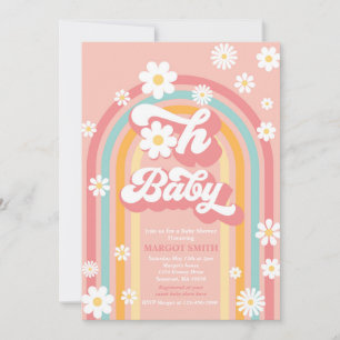 Oh Baby Groovy Boho Daisy Rainbow Baby Shower Einladung