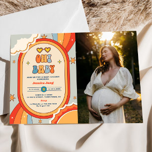 Oh Baby Groovy Retro Rainbow Baby Shoto Einladung