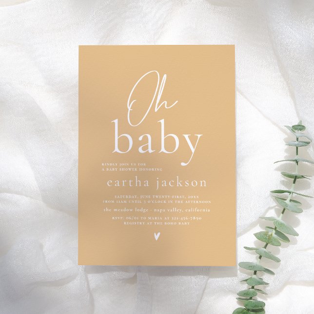 Oh Baby | Groovy Yellow Spring Floral Baby Shower Einladung (Von Creator hochgeladen)