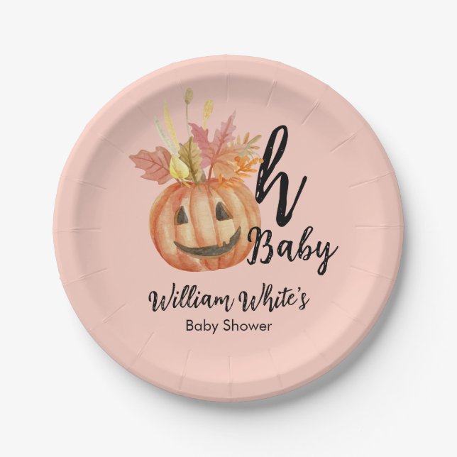 Oh, Baby! Halloween Fall Pumpkin Verlasse Kinderdu Pappteller (Vorderseite)