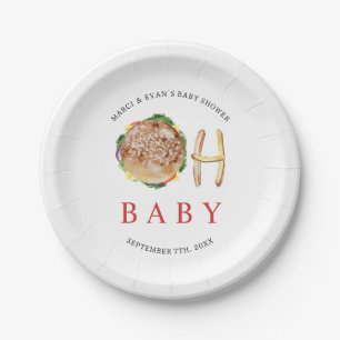 Oh Baby Hamburger und Fries Co Ed Baby Shower Pappteller