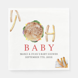 Oh Baby Hamburger und Fries Co Ed Baby Shower Serviette