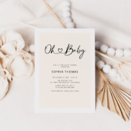 Oh Baby Heart Schriftart Minimal Soft Beige Babydu Einladung