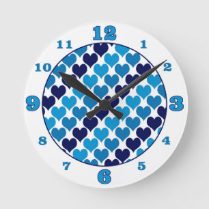 Oh Baby Hearts - blau Runde Wanduhr