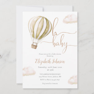 Oh Baby Heißluftballon - Baby Shower für Alles Einladung