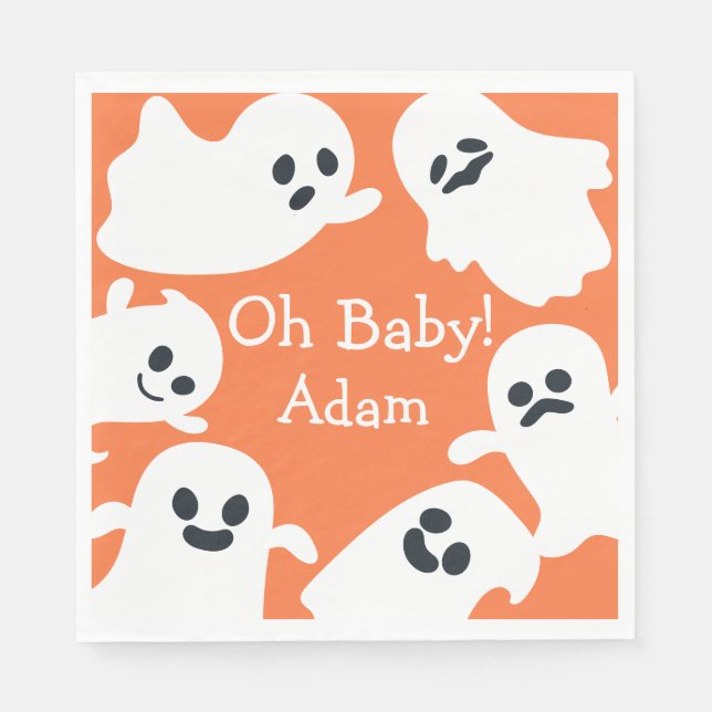 Oh, Baby! Herbstdusche Orange & White Halloween Serviette (Vorderseite)