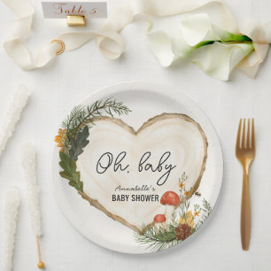 Oh Baby Holzscheibe Pilz Baby Shower Herbst Pappteller