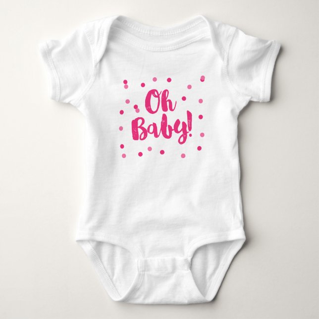 Oh Baby | Hot Pink Confetti Dots Strampler (Vorderseite)