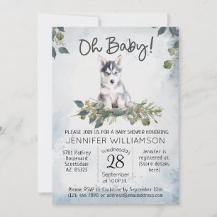 Oh, Baby! Husky Watercolor Dog Babydusche Einladung