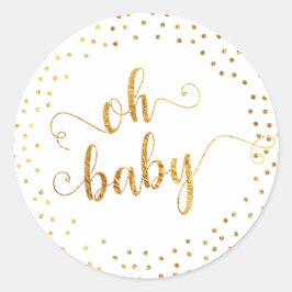 "Oh Baby" Imitate Gold Foil Confetti, Babydusche Runder Aufkleber