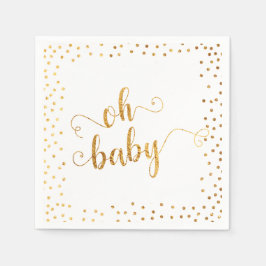 "Oh Baby" Imitate Gold Foil Confetti Babydusche Serviette