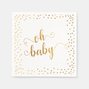 "Oh Baby" Imitate Gold Foil Confetti Babydusche Serviette