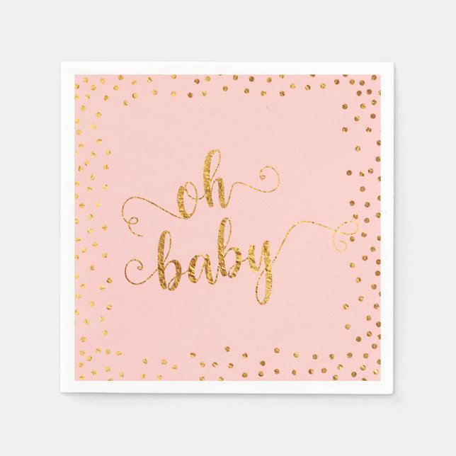 Oh Baby Imitate Gold Foil Confetti Blush3 Kinderdu Serviette (Vorderseite)