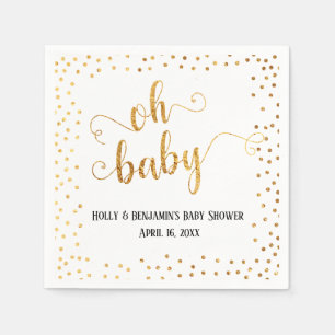 "Oh Baby" Imitate Gold Foil Confetti, Namen & Datu Serviette