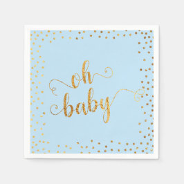 "Oh Baby" Imitats Gold Foil Confetti Baby Blue Dus Serviette