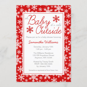Oh Baby ist es kalte Außenseiten-Rot-Babyparty Einladung