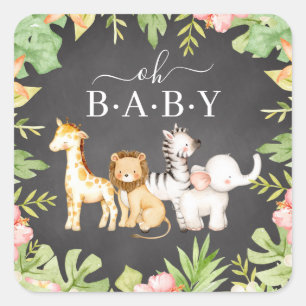 Oh Baby Jungle Baby Dusche 7" Plate Square Sticker