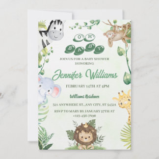 Oh Baby Jungle Baby Dusche Einladung