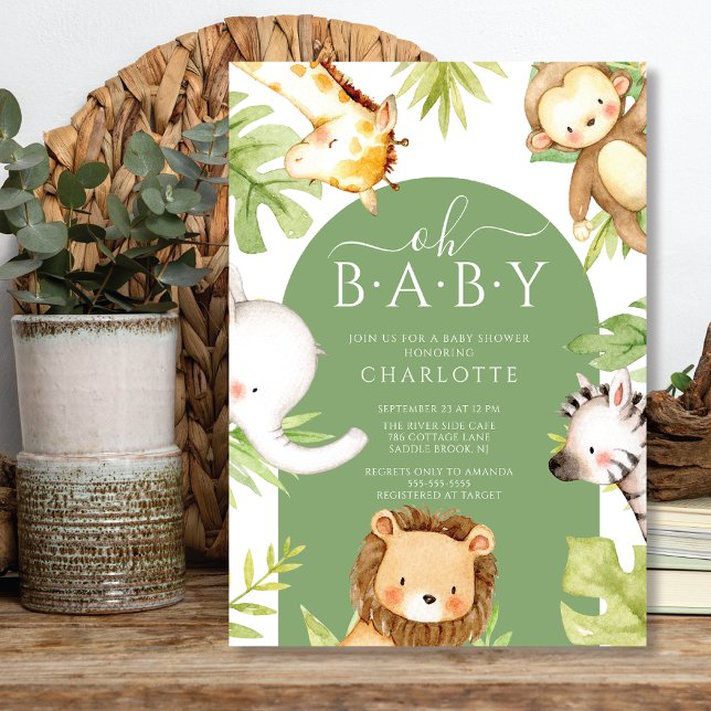 Oh Baby Jungle Baby Dusche Einladung (Von Creator hochgeladen)