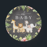 Oh Baby Jungle Baby Shower 7" Plättchen Pappteller<br><div class="desc">Das hübsche Design mit der süßesten Giraffe,  Affe,  Zebra,  Elefant & Löwe mit einem grünen Dschungelblattrahmen-Set auf schwarzem Chalkboard-Hintergrund. Besuchen Sie unseren Shop,  um unsere gesamte Oh Baby Safari Kollektion einzusehen</div>