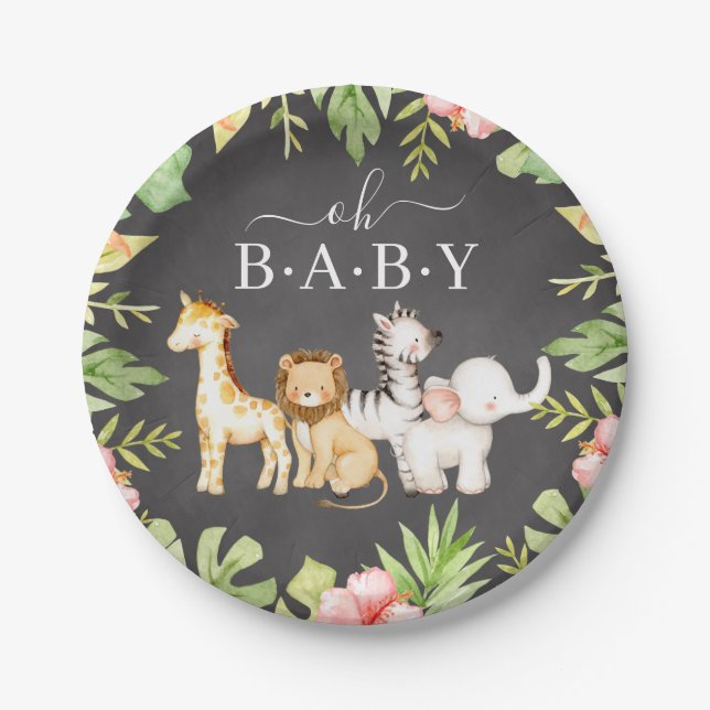 Oh Baby Jungle Baby Shower 7" Plättchen Pappteller (Vorderseite)