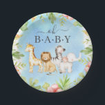 Oh Baby Jungle Baby Shower 7" Plättchen Pappteller<br><div class="desc">Das hübsche Design mit der süßesten Giraffe,  Affe,  Zebra,  Elefant & Löwe mit einem üppigen Dschungelblattrahmen. Besuchen Sie unseren Shop,  um unsere gesamte Oh Baby Safari Kollektion einzusehen</div>