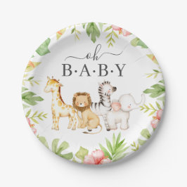 Oh Baby Jungle Baby Shower 7" Plättchen Pappteller