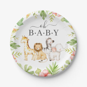 Oh Baby Jungle Baby Shower 7" Plättchen Pappteller