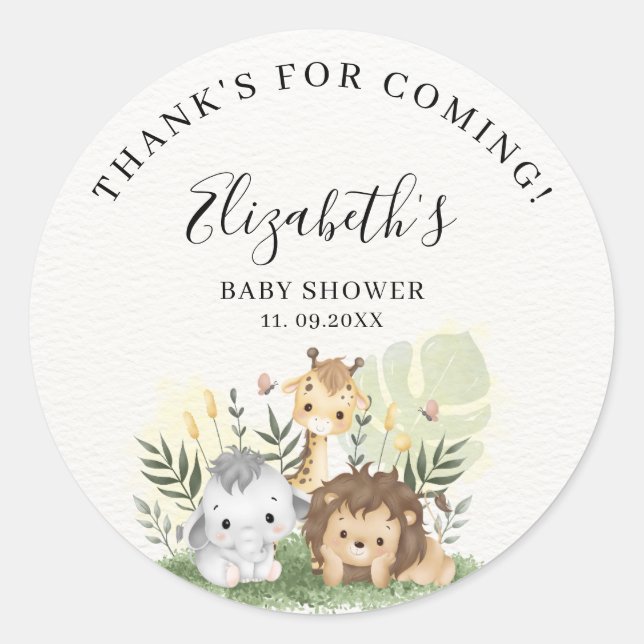 Oh Baby Jungle Baby Shower Boy Runder Aufkleber (Vorderseite)