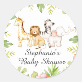 Oh Baby Jungle Baby Shower Fevor Classic Round St. Runder Aufkleber