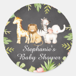 Oh Baby Jungle Baby Shower Fevor Classic Round St. Runder Aufkleber