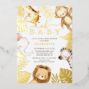 Oh Baby Jungle Baby Shower Folien-Einladung Folieneinladung