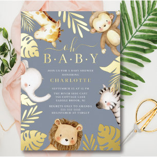 Oh Baby Jungle Baby Shower Folien-Einladung Folieneinladung