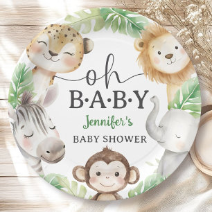 Oh Baby Jungle Baby Shower Safari-Tiere Pappteller