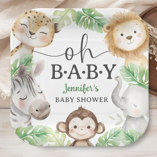 Oh Baby Jungle Baby Shower Safari-Tiere Pappteller