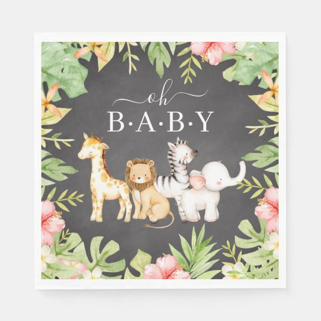 Oh Baby Jungle Babydusche Papier Napkins Serviette (Vorderseite)