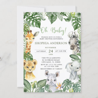 Oh Baby Jungle Safari Animals Baby Dusche Einladung