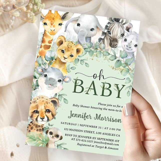 Oh Baby Jungle Safari Animals Baby Shower Einladung (Von Creator hochgeladen)
