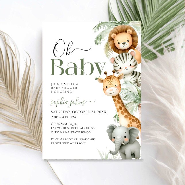 Oh Baby Jungle Safari Tiere Party Babydusche Einladung (Von Creator hochgeladen)