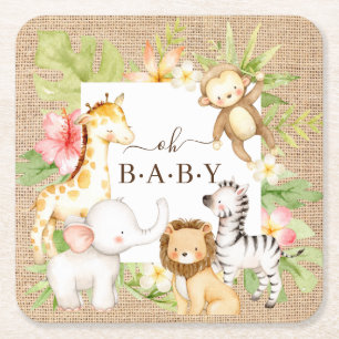 Oh Baby Jungle Square Paper Untersetzer
