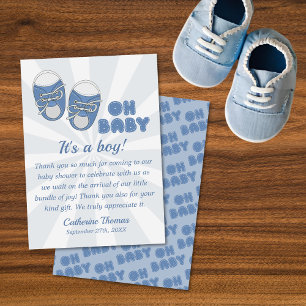 Oh Baby Kinderschuhe Dusty Blue Boy Baby Shower Dankeskarte